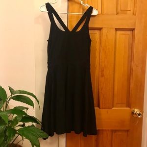 Strappy cut-out little black fit-and-flare dress